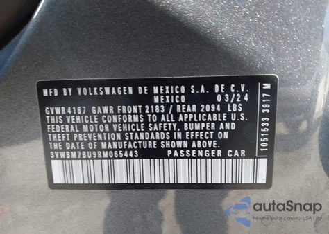 2024 Volkswagen Jetta 1.5T Sport z USA, uszkodzony, nr VIN 3VWBM7BU9RM065443